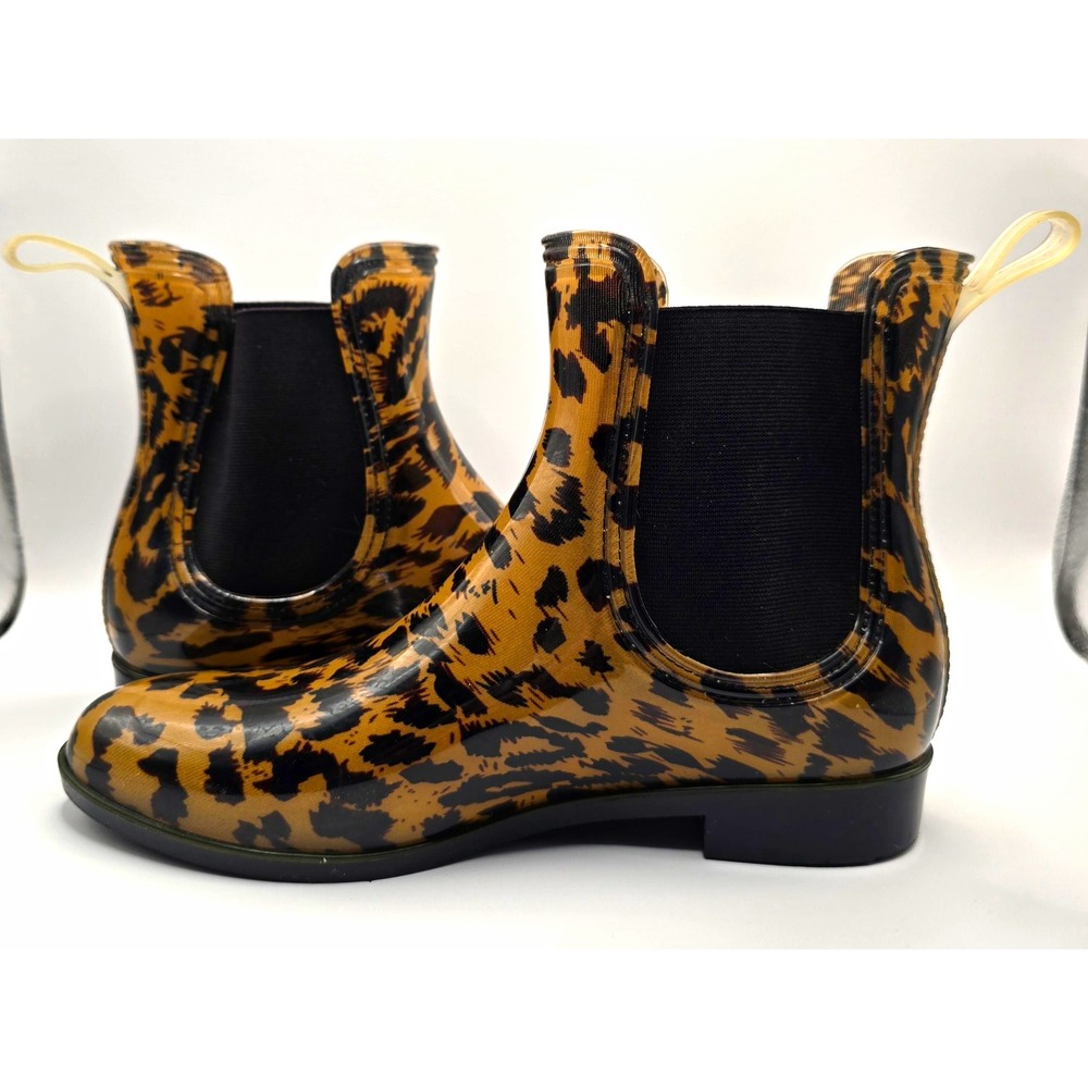 Magellan Womens Sz 8 Leopard Animal Print PVC Waterproof Chelsea Rain Boots